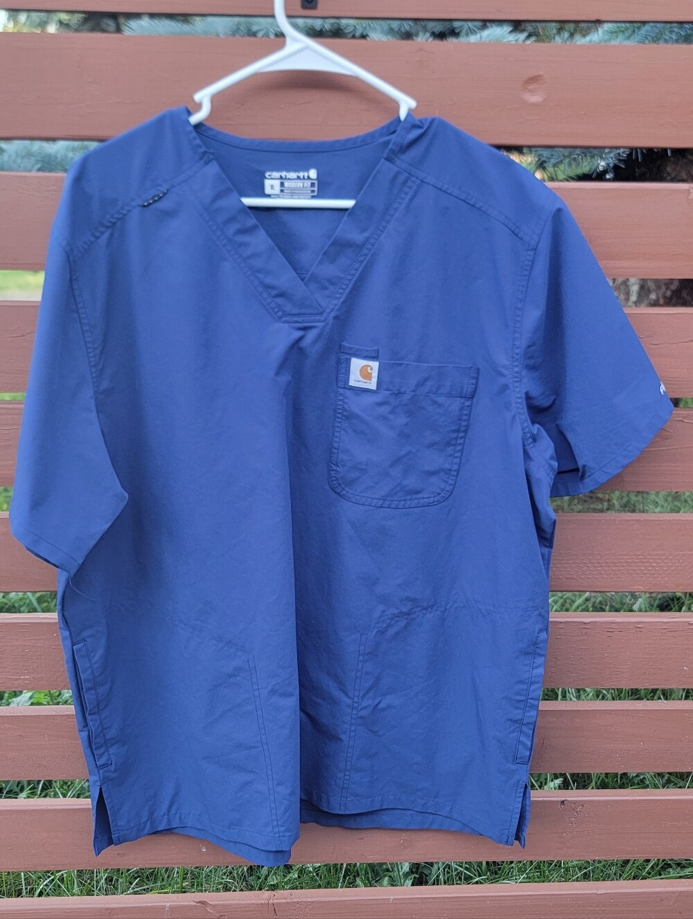 Mens Carhartt Royal Blue V-Neck Work Scrub Top